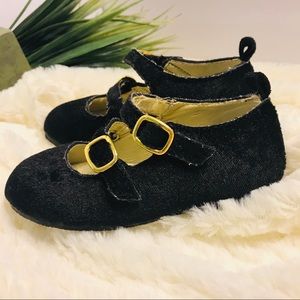 Black Velvet Double Buckle Mary Jane Shoes